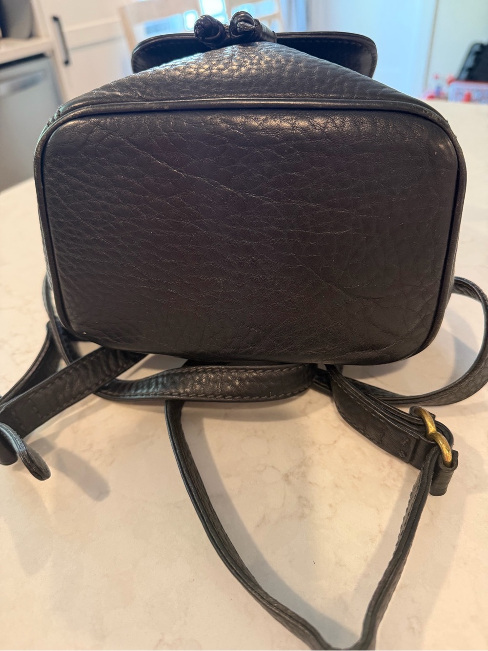 Coach Vintage Black Leather Drawstring Backpack Style 4925 - Picture 3 of 10